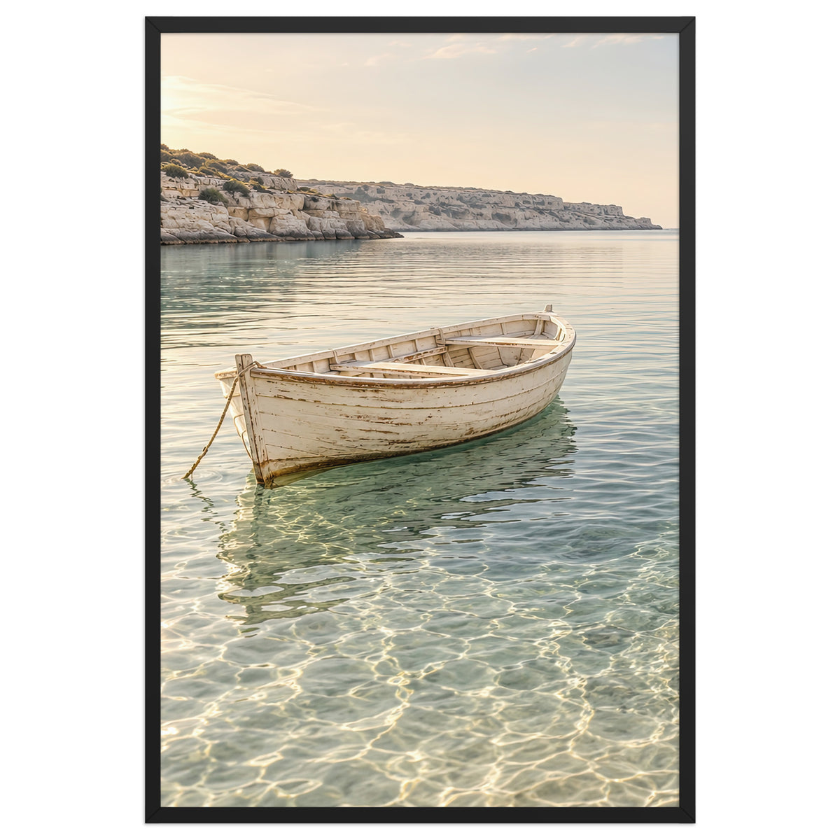 The White Boat — black frame, 61 × 91 cm