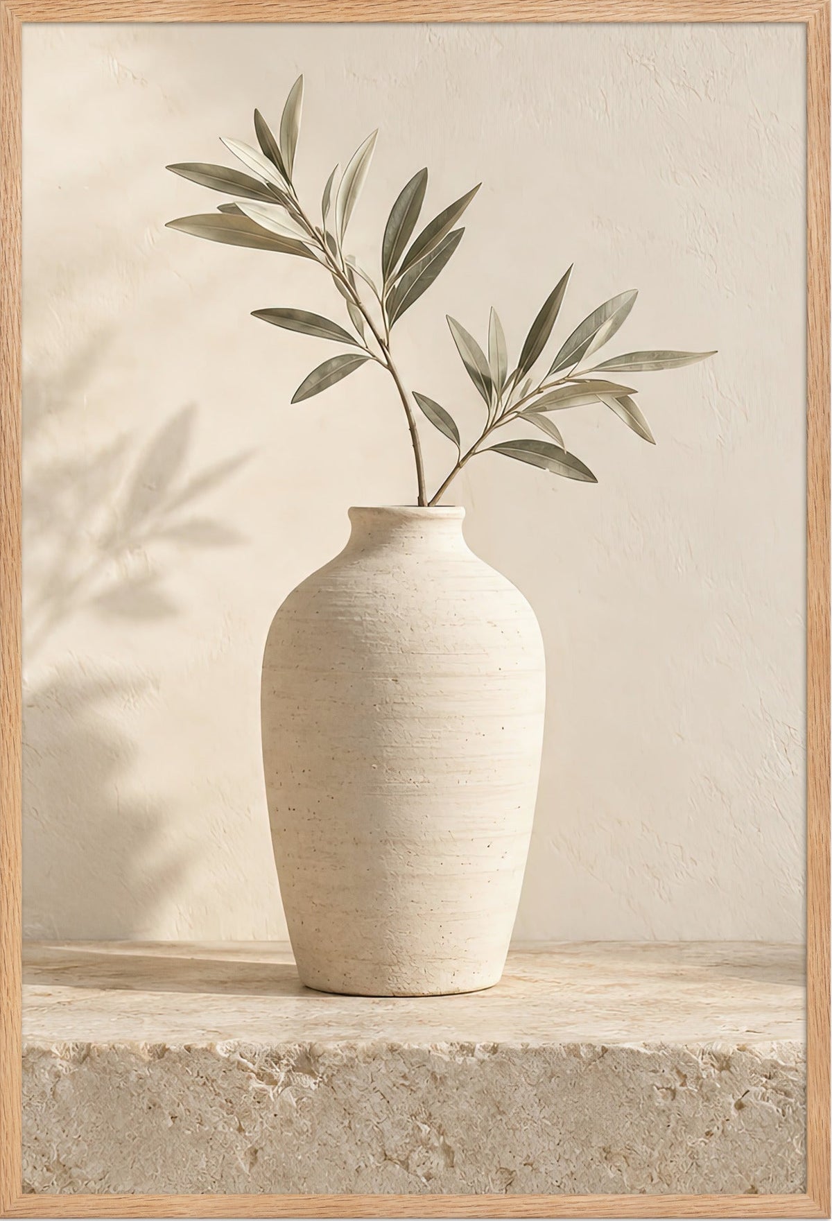 Le Vase au Rameau — affiche encadrée chêne massif, 61 × 91 cm