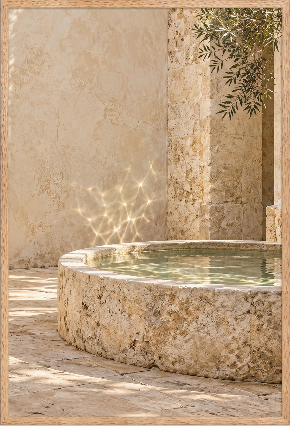 La Vasca dei Riflessi — cornice in rovere massello, 61 × 91 cm