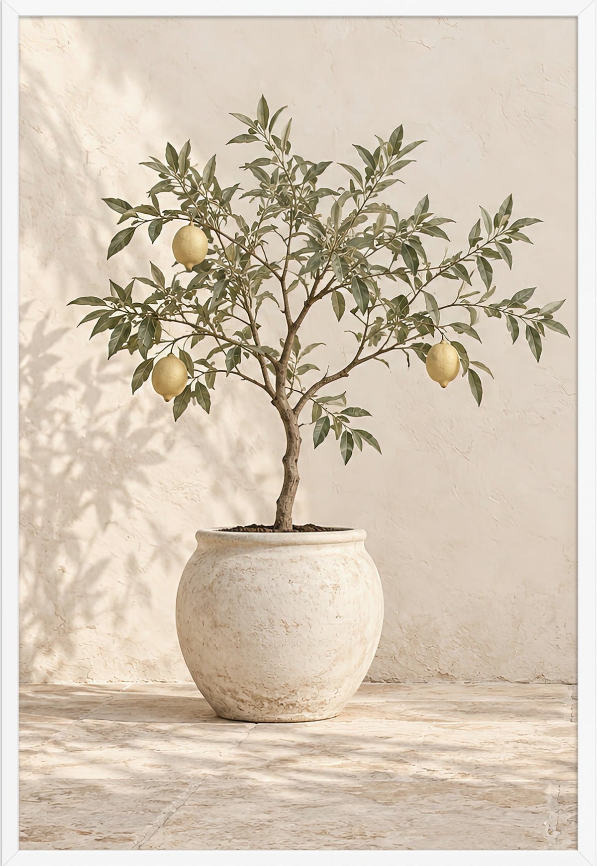 The Little Lemon Tree — white frame, 61 × 91 cm