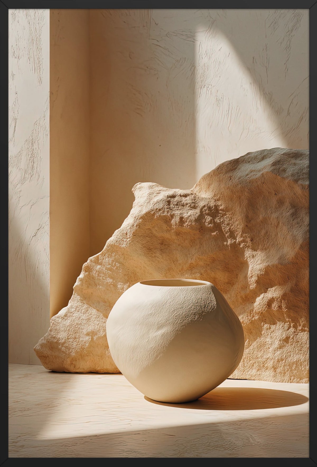 La Sfera e la Roccia — con cornice nera, 61 × 91 cm