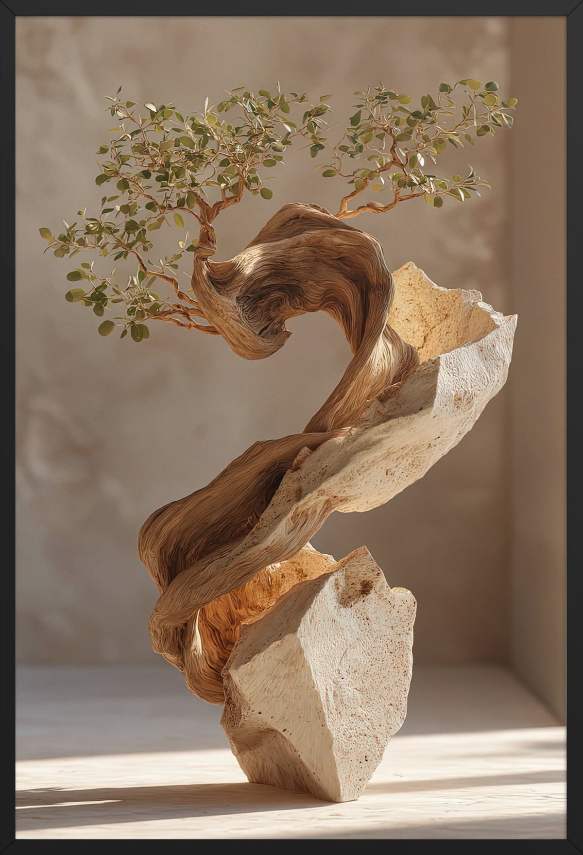 Den Vridna Oliven — med svart ram, 61 × 91 cm