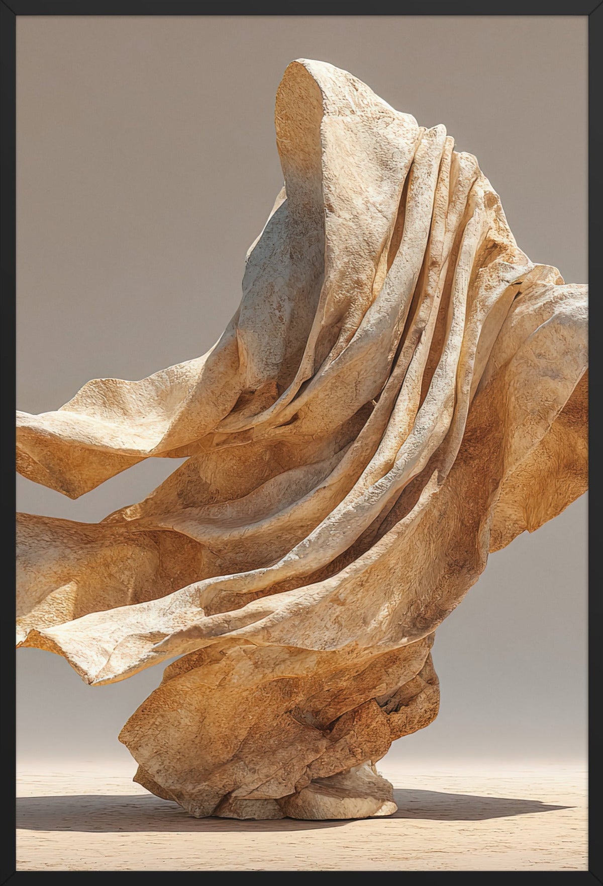 The Drape in the Wind — framed in black, 61 × 91 cm