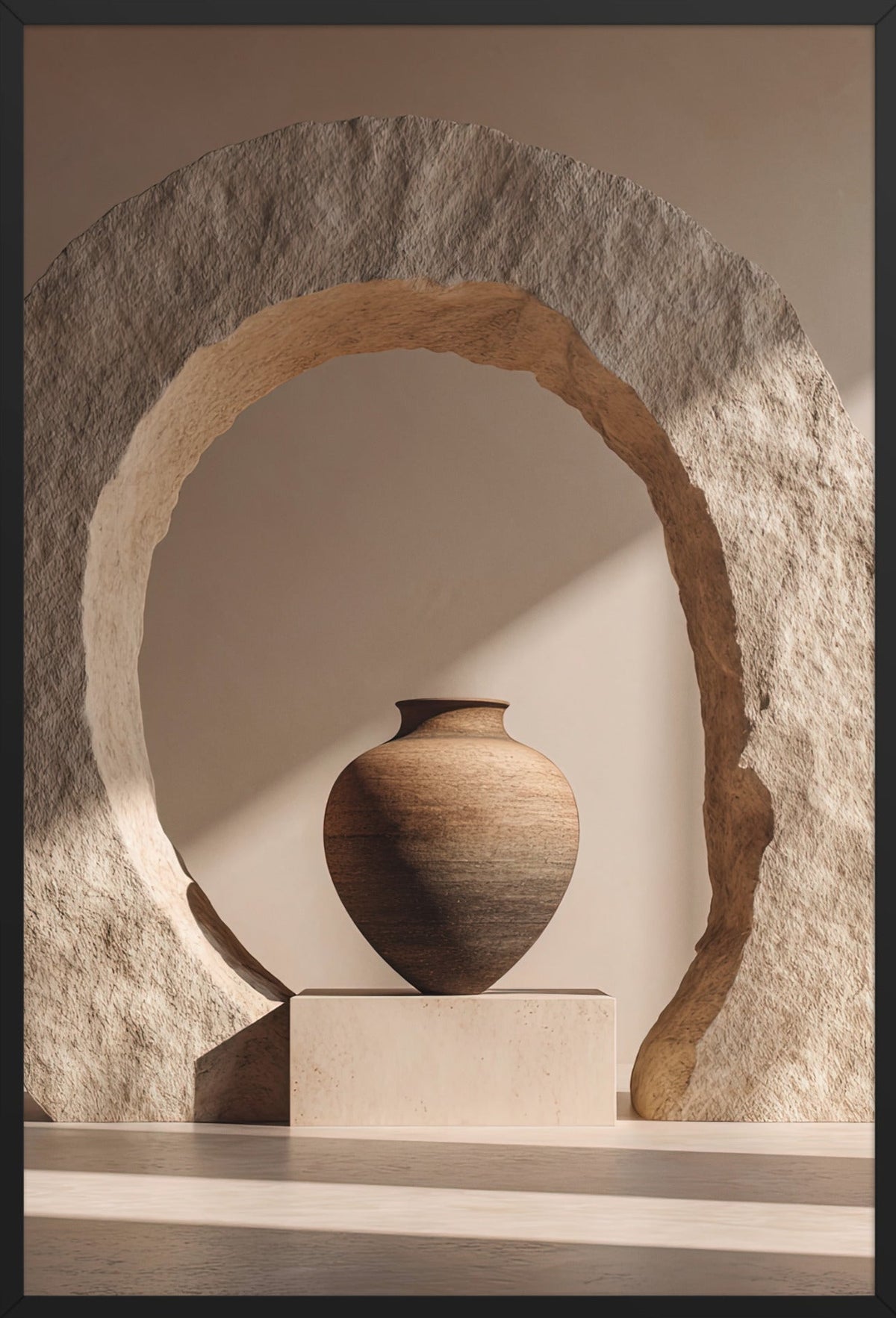Stenringen — med svart ram, 61 × 91 cm