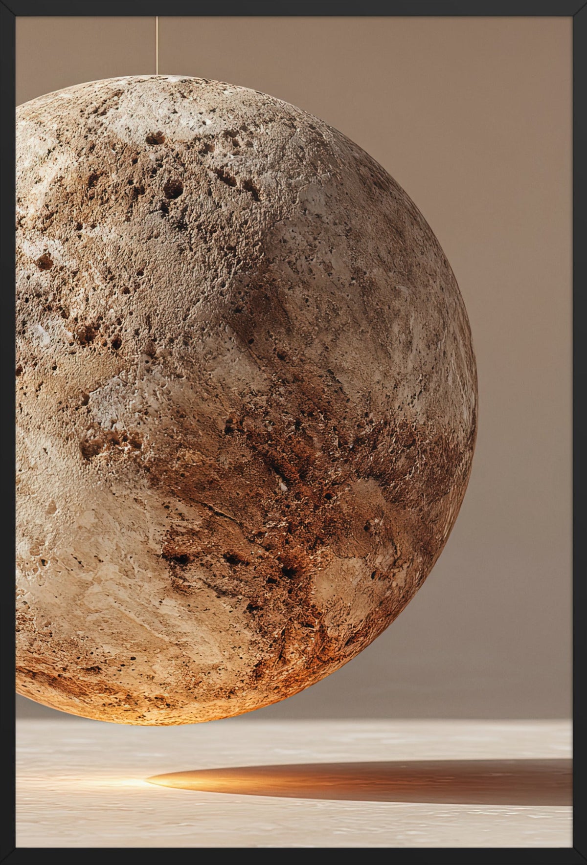 Travertinklotet — med svart ram, 61 × 91 cm