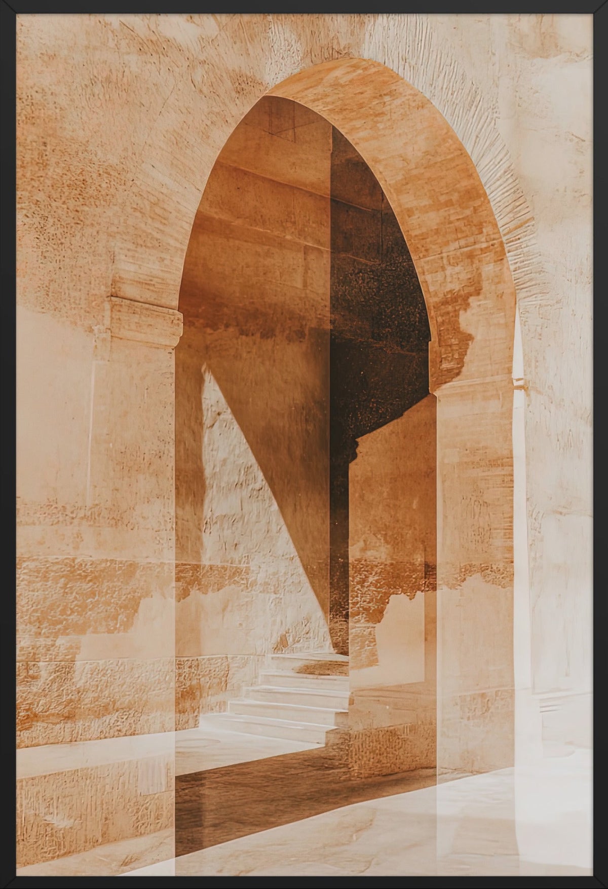 Die ockerfarbene Vorhalle — gerahmt in Schwarz, 61 × 91 cm