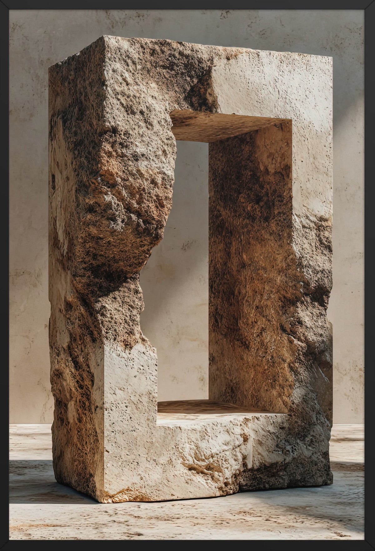 The Stone Aperture — framed in black, 61 × 91 cm