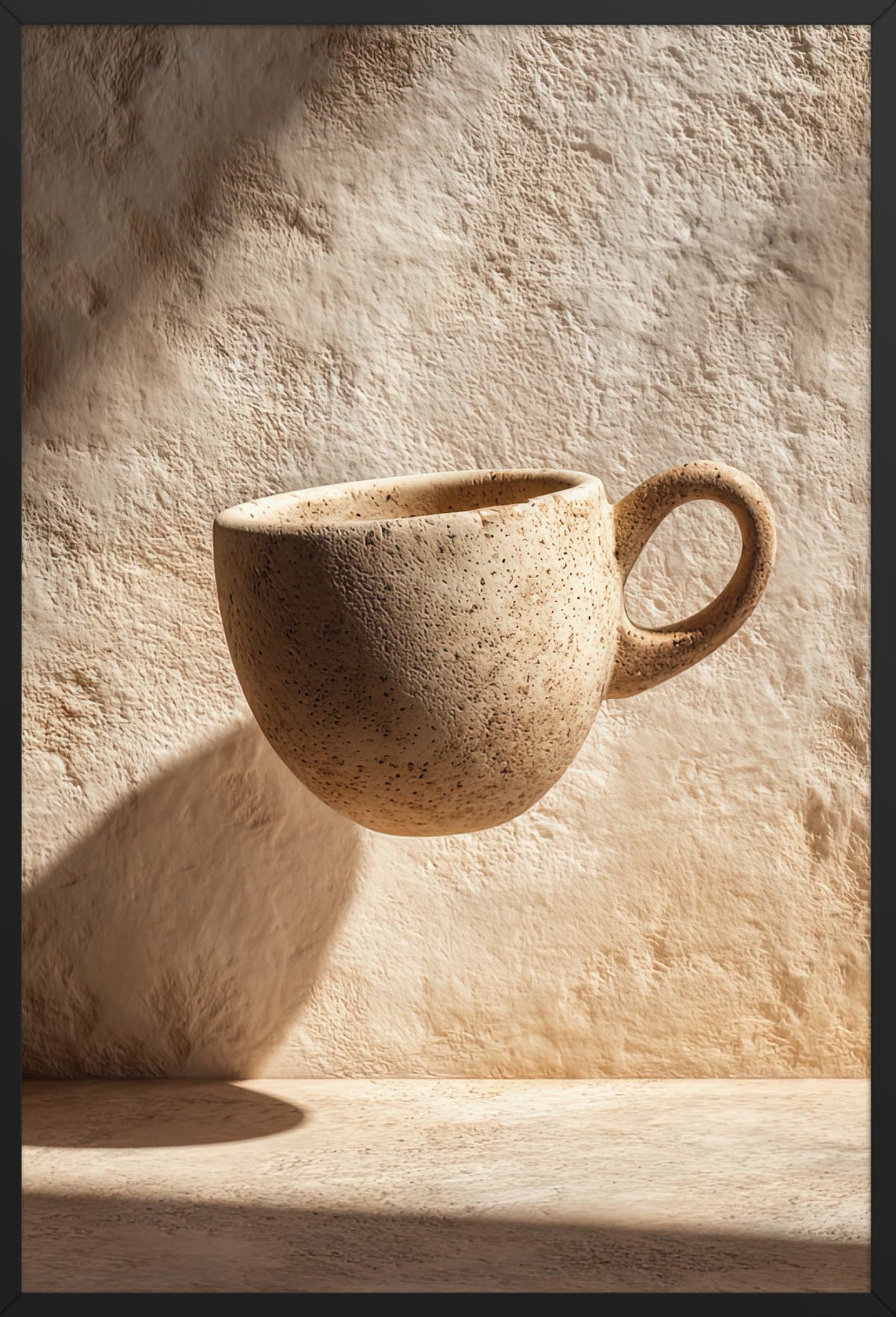 The Floating Cup — framed in black, 61 × 91 cm