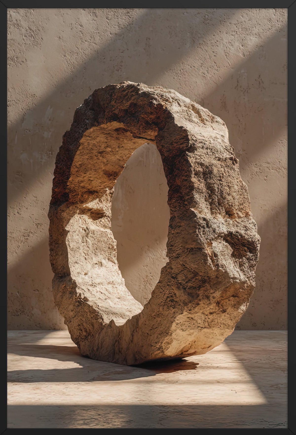 The Pierced Monolith — framed in black, 61 × 91 cm