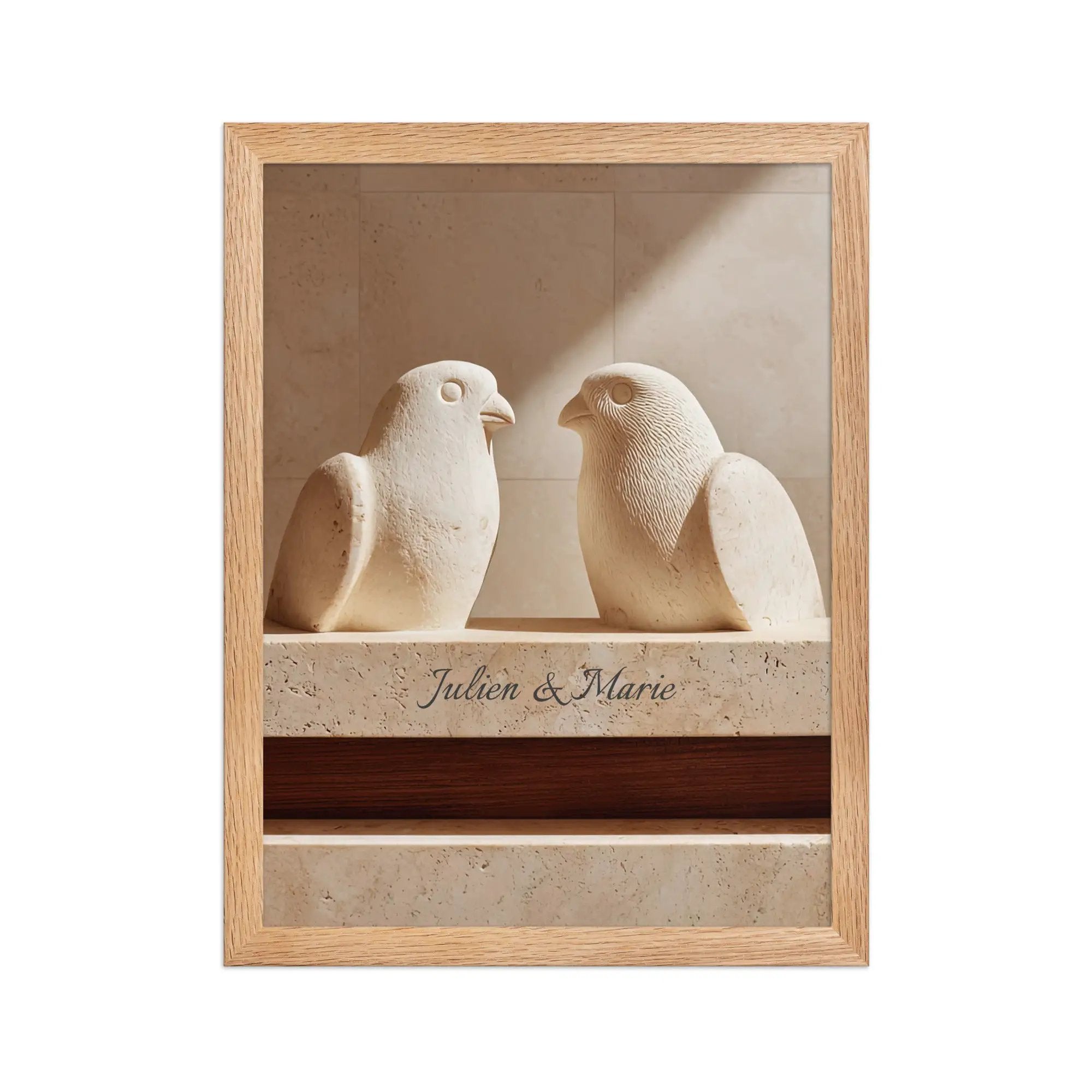 Poster en Papier Mat Encadré, affiche murale minimaliste avec cadre bois, décoration murale salon ou chambre, style méditerranéen