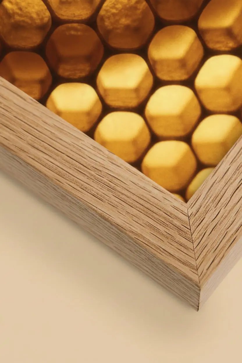 Alvéoles d'Or — Encadrée — affiche murale minimaliste | Cassili-home