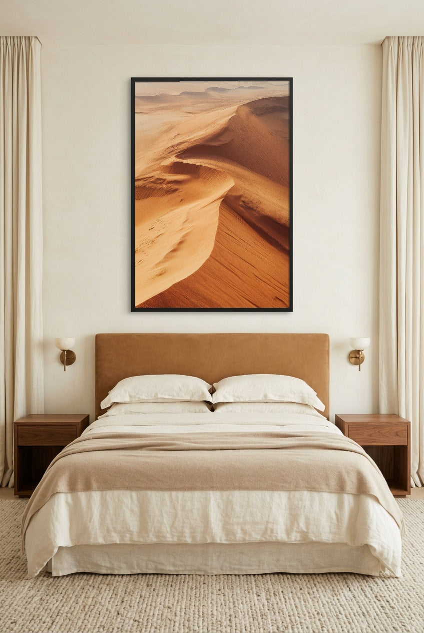 Les Crêtes du Sahara — poster in a black frame in a bedroom