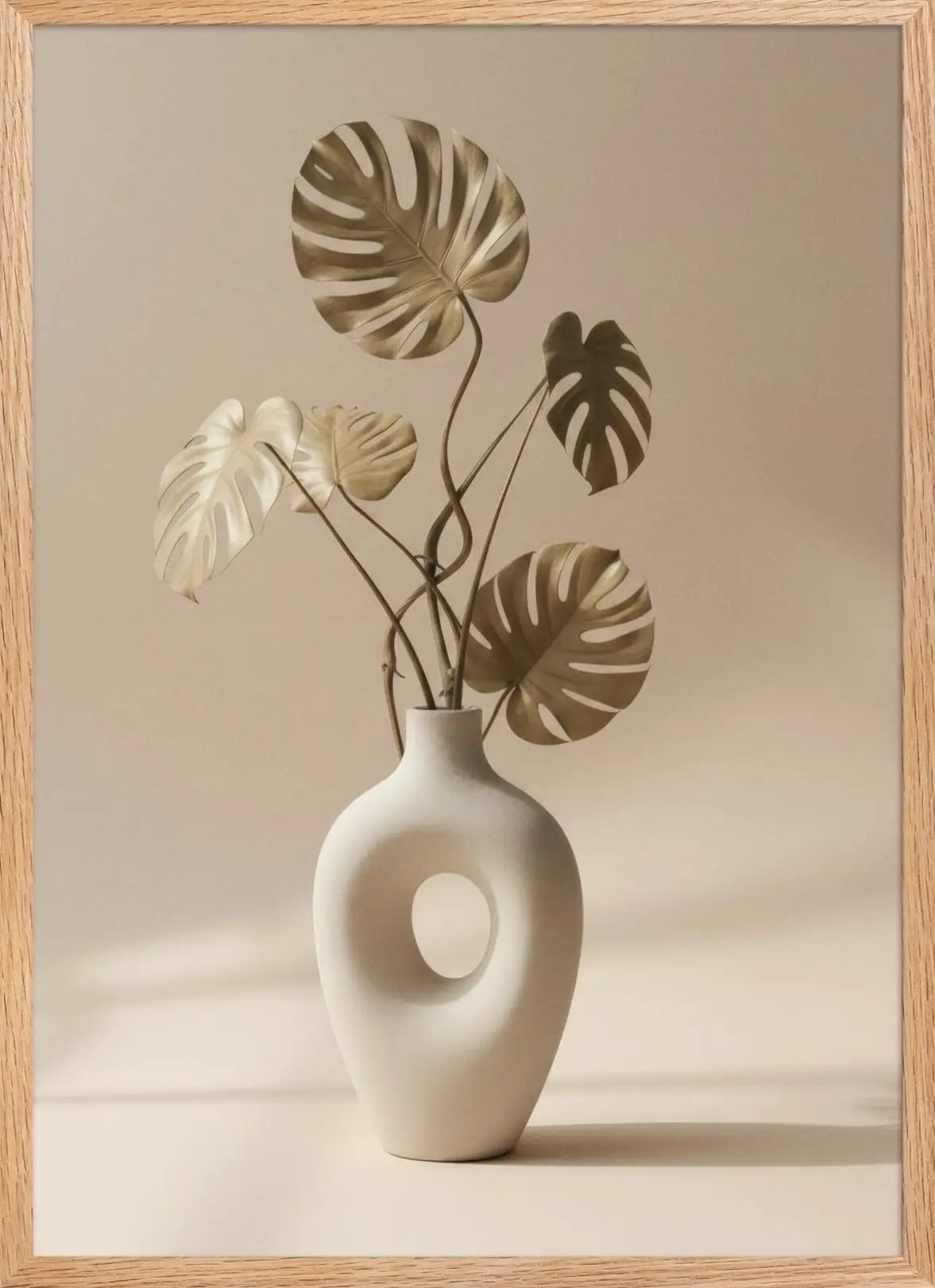 Vase & Monstera Séché — Encadrée — affiche murale minimaliste | Cassili-home