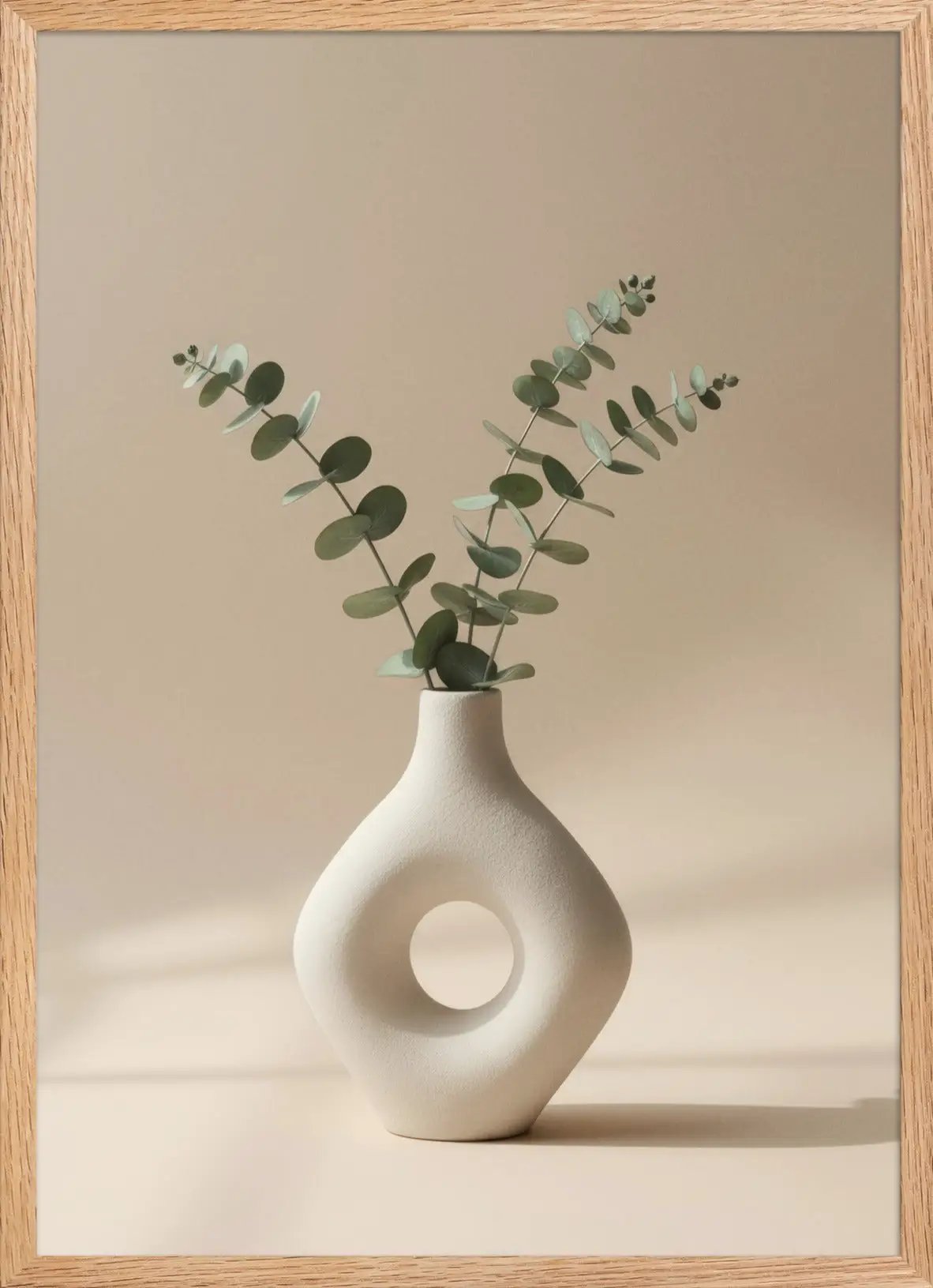 Vase Froissé & Coton — Affiche murale minimaliste blanc et beige inspiration botanique — affiche murale minimaliste | Cassili-home