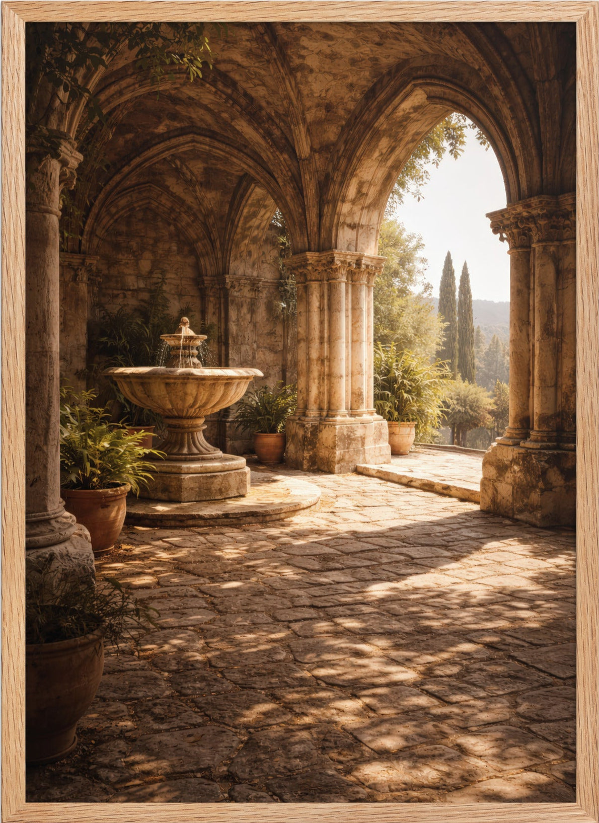 Le Cloître à la Fontaine — Encadrée — affiche murale minimaliste | Cassili-home
