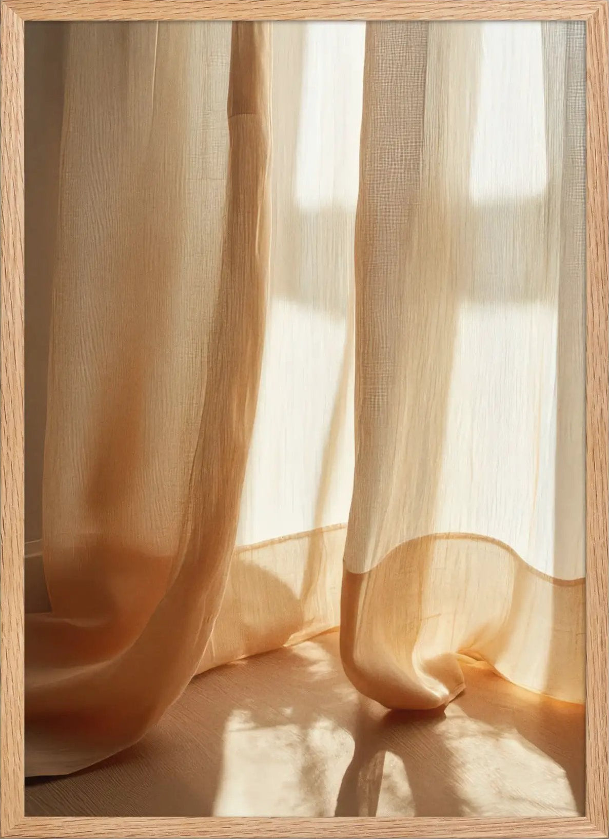 De Gouden Sluier — Minimalistische ivoor gouden vitrage wandposter