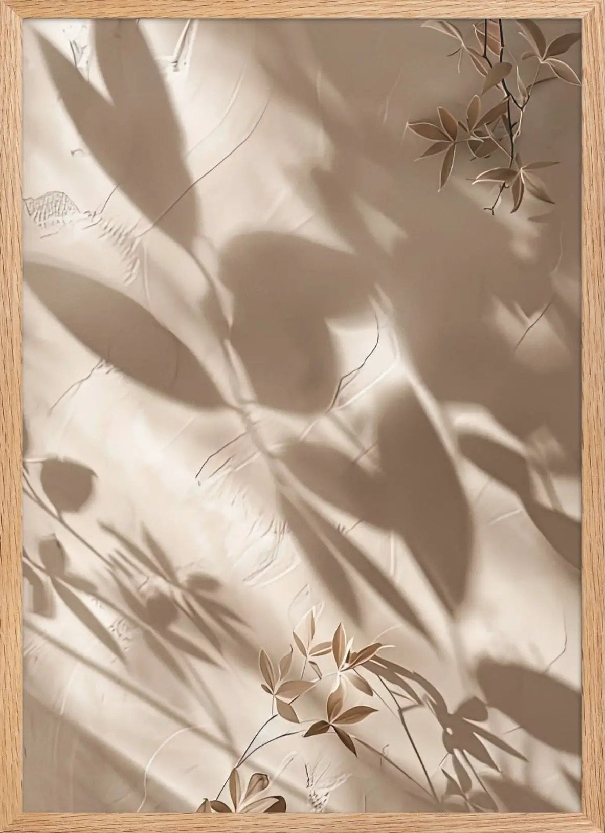 Las Sombras del Nandina — Póster minimalista de pared arena dorado sombras