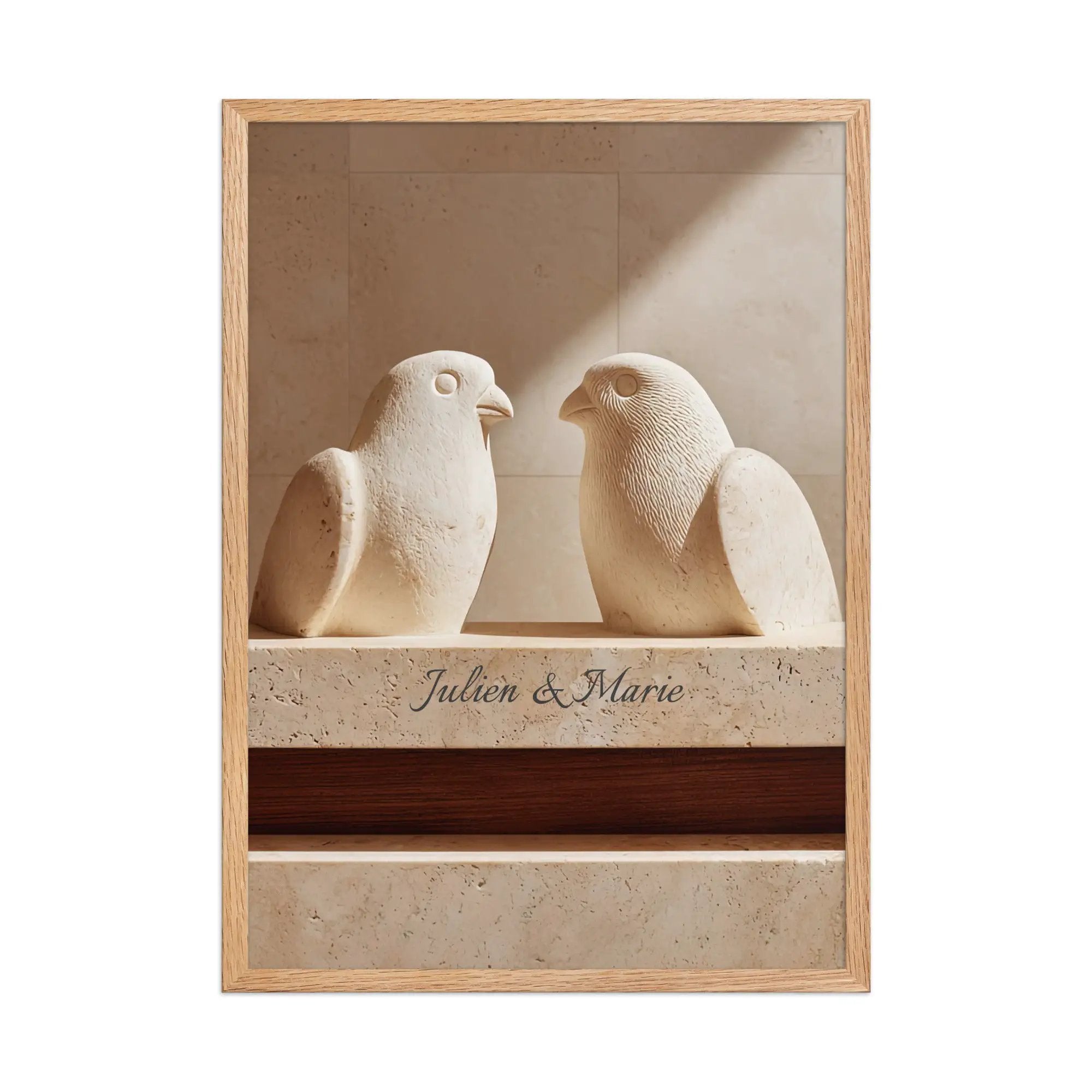 Poster en Papier Mat Encadré, affiche murale minimaliste avec cadre bois, décoration murale salon ou chambre, style méditerranéen