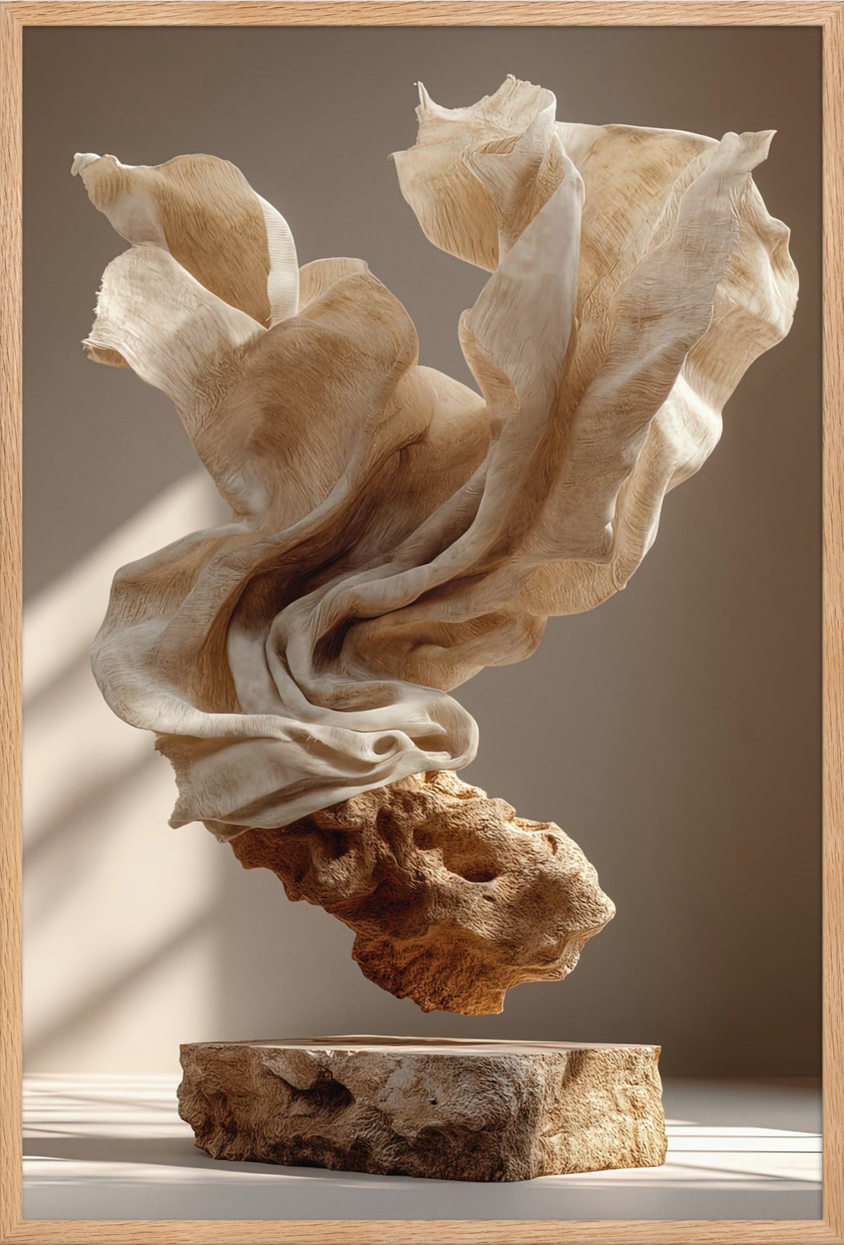 Stendraperiet — med ram i massiv ek, 61 × 91 cm