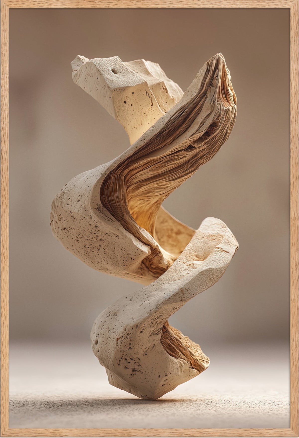 De Kalksteenwinding — ingelijst in massief eiken, 61 × 91 cm