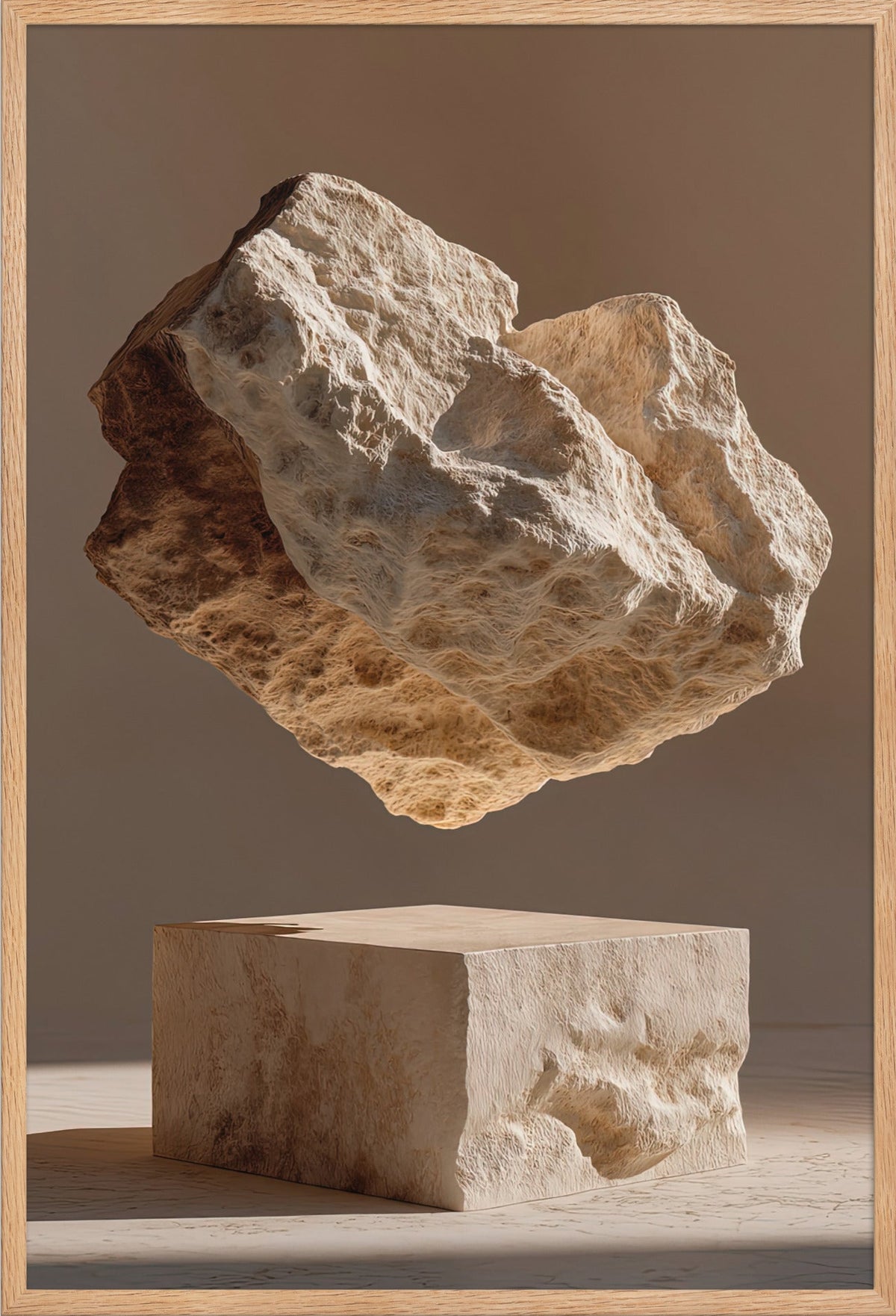 Il Blocco Senza Peso — con cornice in rovere massello, 61 × 91 cm