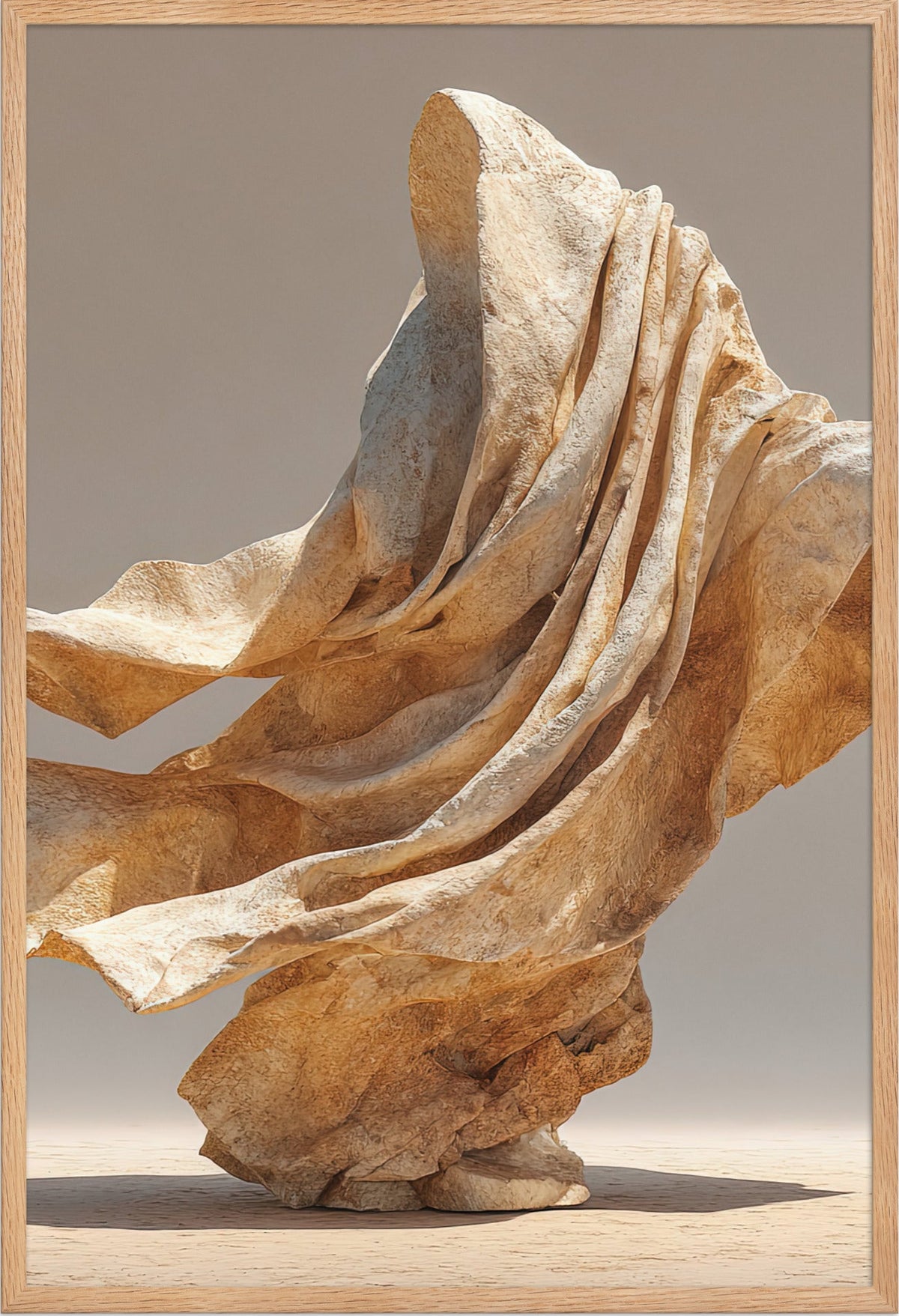 The Drape in the Wind — framed in solid oak, 61 × 91 cm