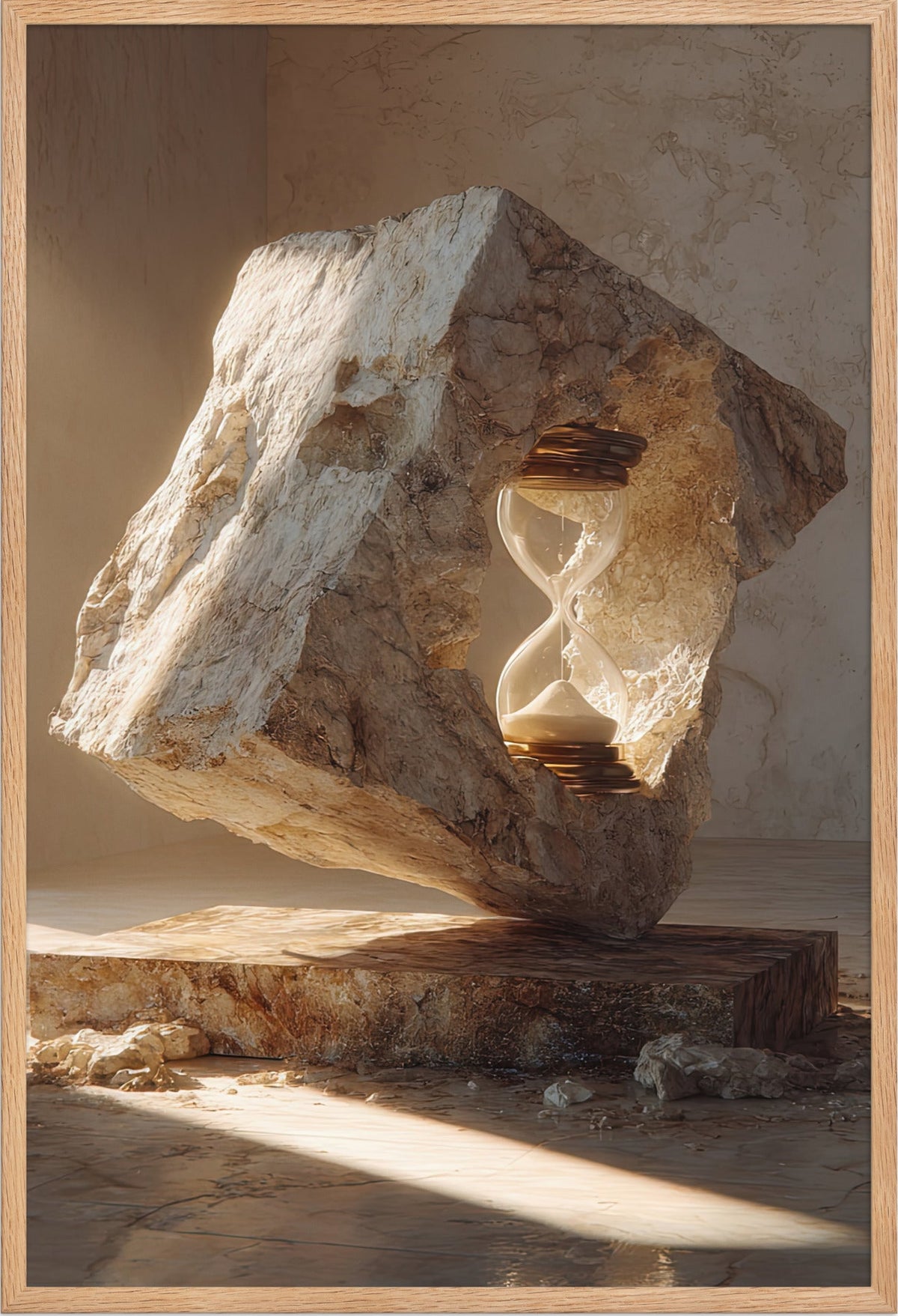 Timglaskuben — med ram i massiv ek, 61 × 91 cm