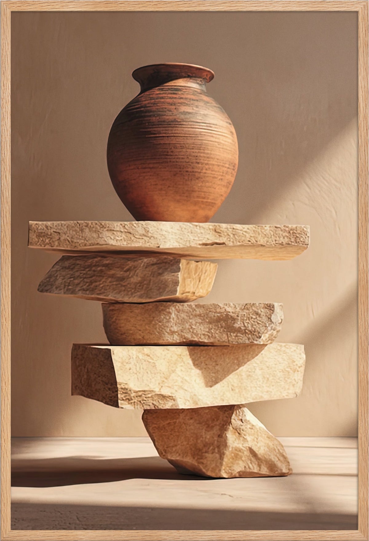 Krukan i Balans — med ram i massiv ek, 61 × 91 cm