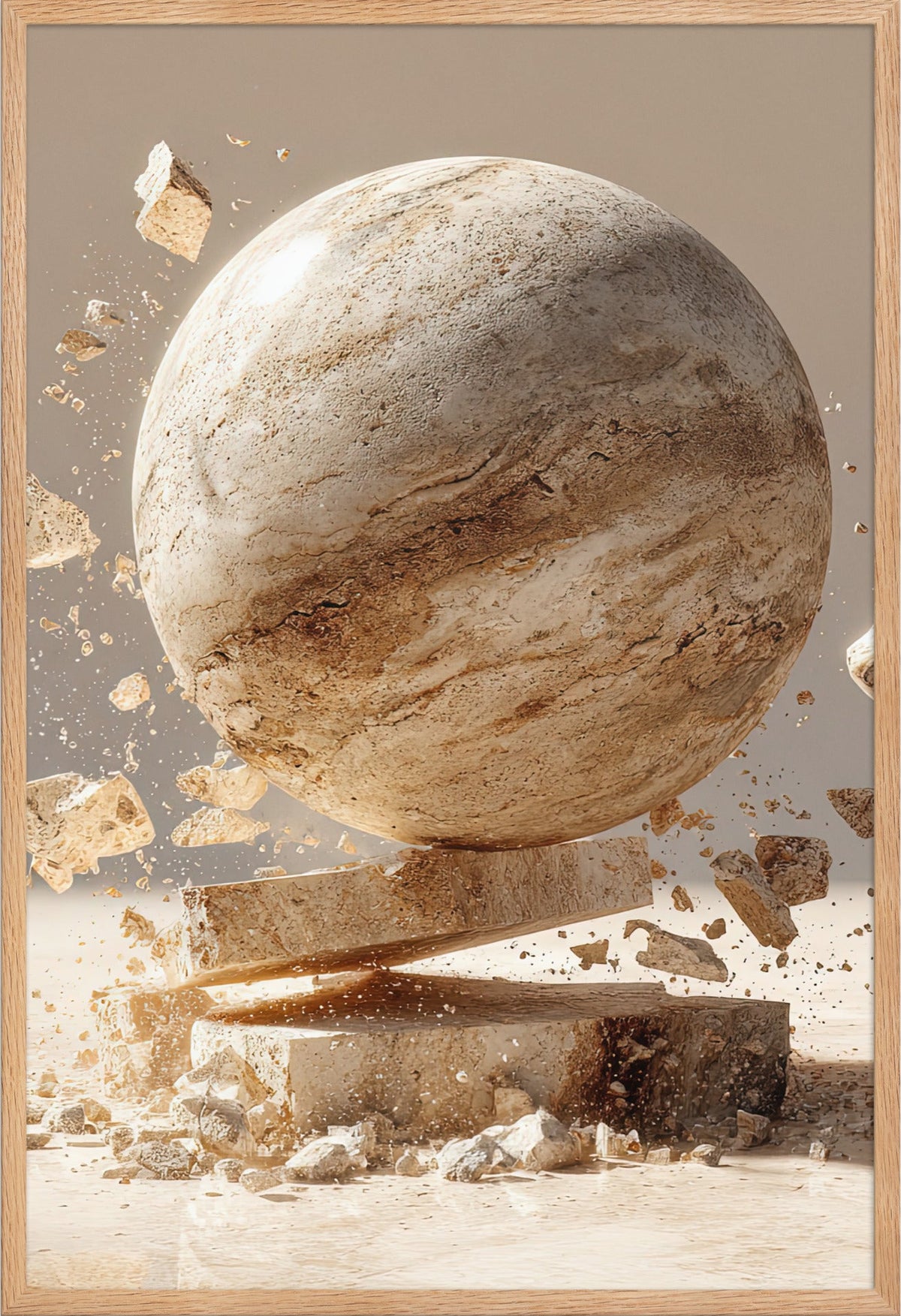The Sphere and the Shard — framed in solid oak, 61 × 91 cm