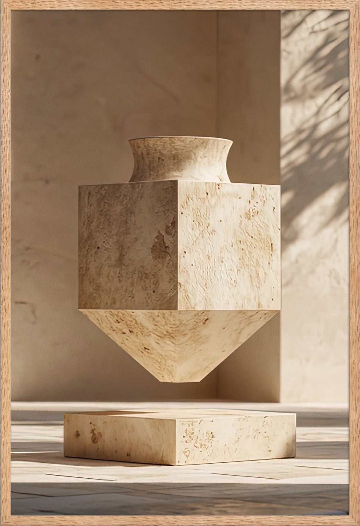 De Geometrische Urn — ingelijst in massief eiken, 61 × 91 cm