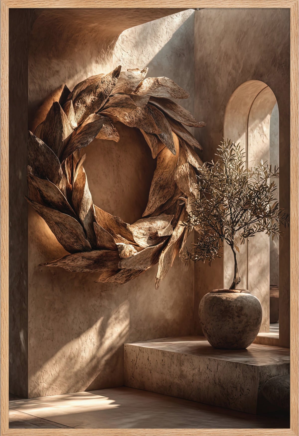 The Olive Wreath — framed in solid oak, 61 × 91 cm