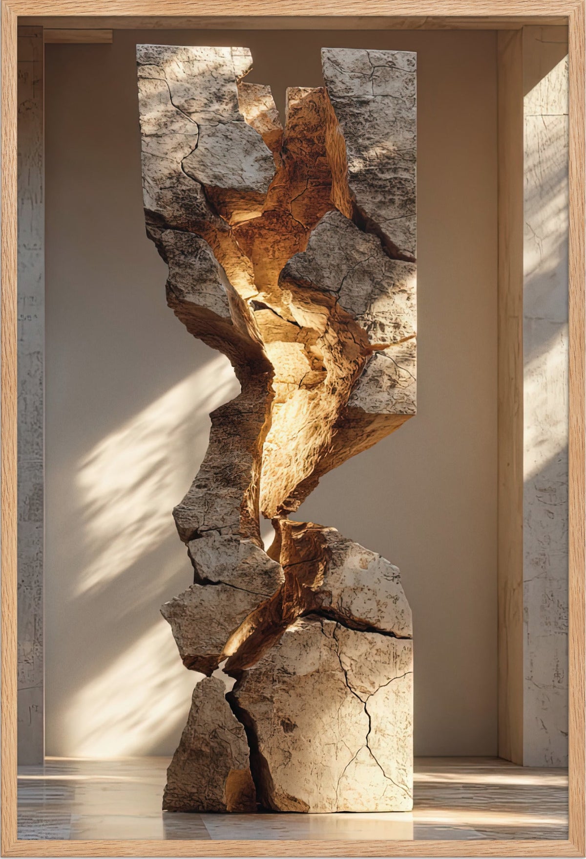 De Gescheurde Zuil — ingelijst in massief eiken, 61 × 91 cm