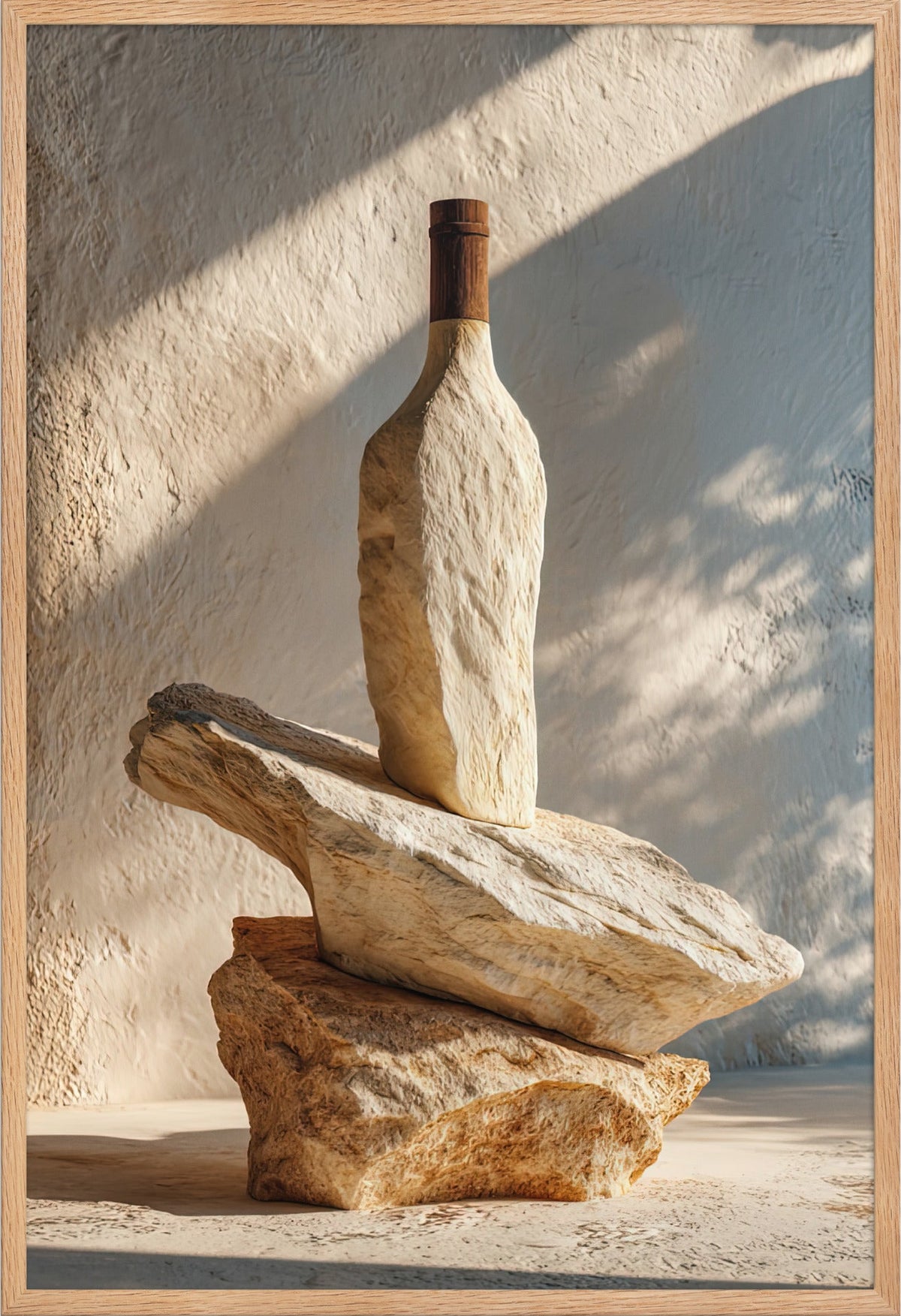 La Bottiglia d'Olio — con cornice in rovere massello, 61 × 91 cm