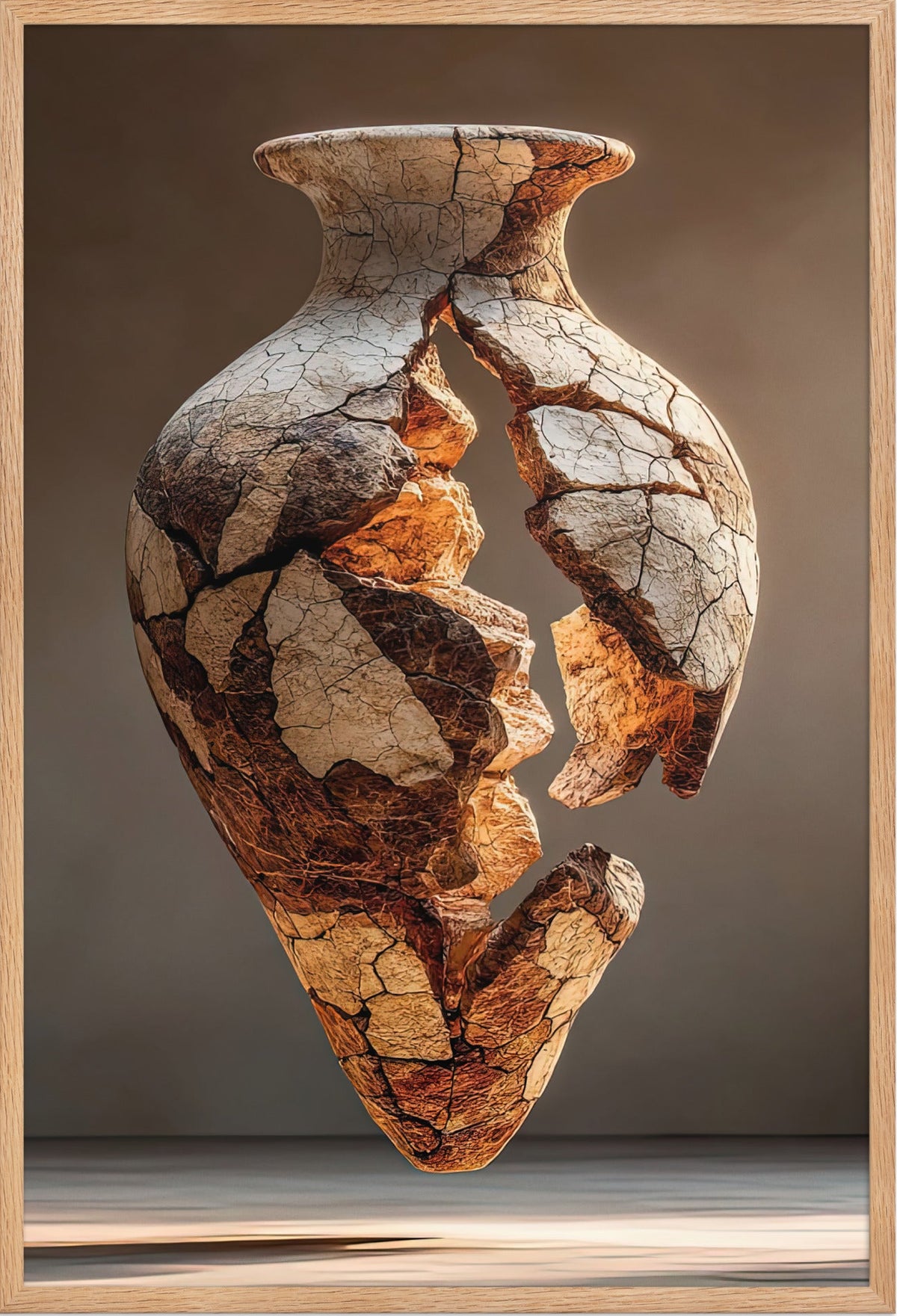 The Crackled Amphora — framed in solid oak, 61 × 91 cm