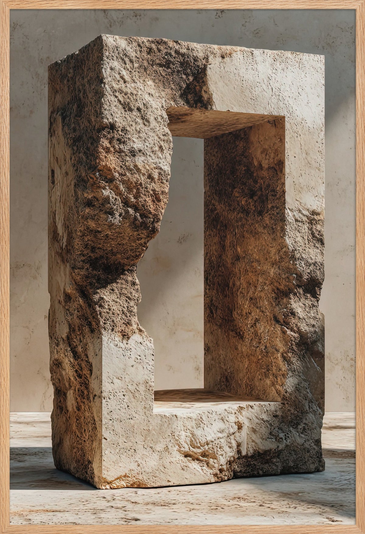 The Stone Aperture — framed in solid oak, 61 × 91 cm