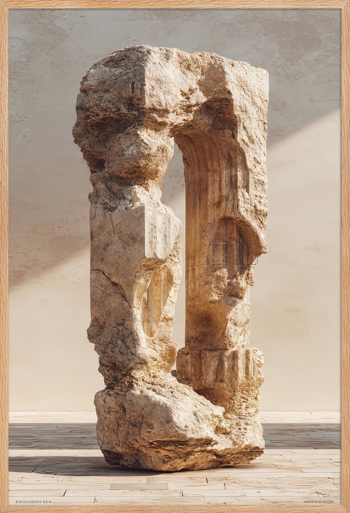 Die gebrochene Säule — gerahmt in massiver Eiche, 61 × 91 cm