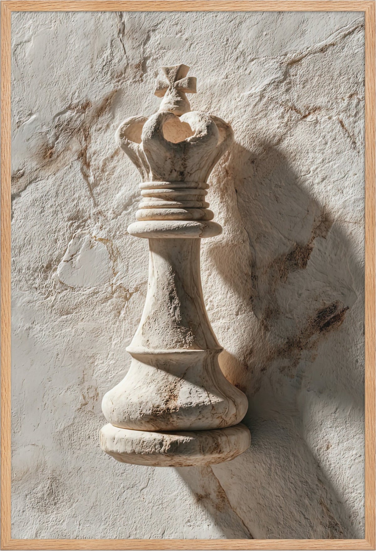 De Koning in Reliëf — ingelijst in massief eiken, 61 × 91 cm
