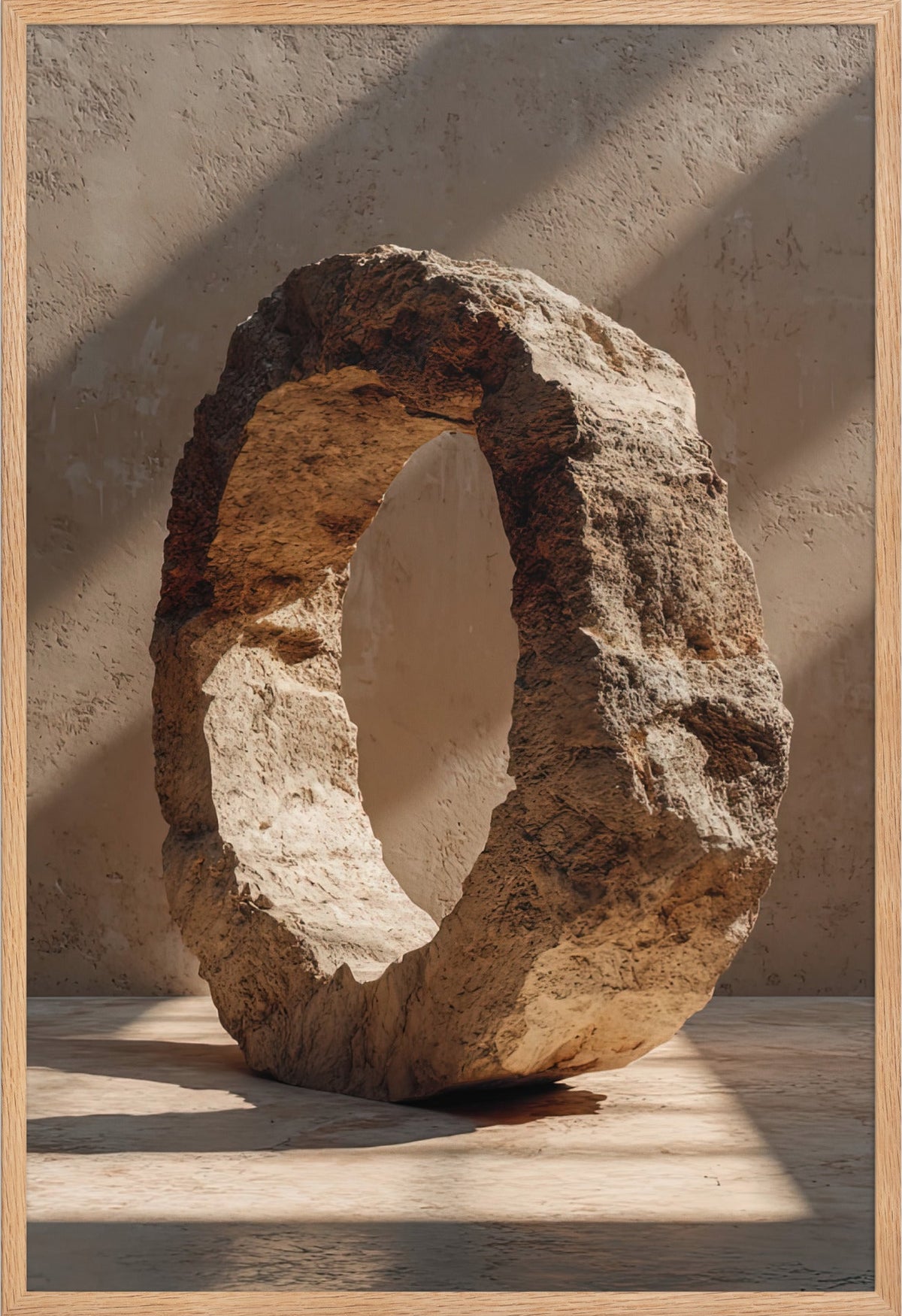 The Pierced Monolith — framed in solid oak, 61 × 91 cm