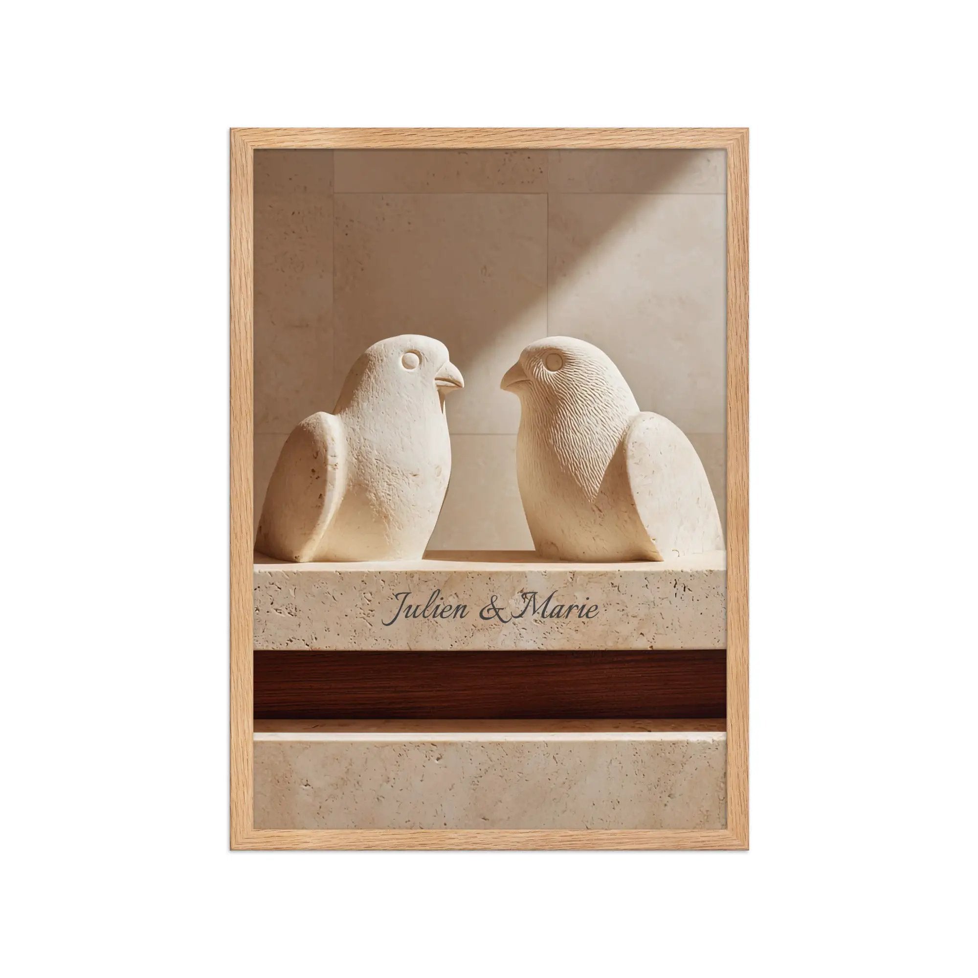 Poster en Papier Mat Encadré, affiche murale minimaliste avec cadre bois, décoration murale salon ou chambre, style méditerranéen