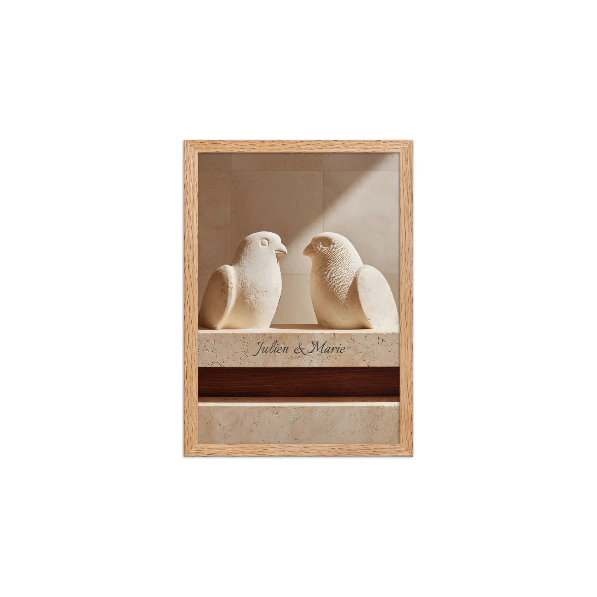 Poster en Papier Mat Encadré, affiche murale minimaliste avec cadre bois, décoration murale salon ou chambre, style méditerranéen