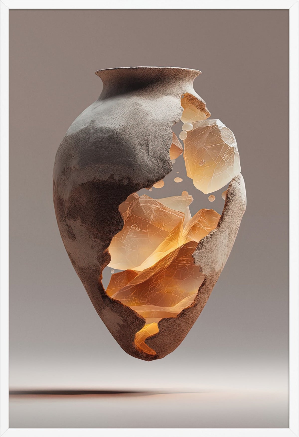 Den Kluvna Amforan — med vit ram, 61 × 91 cm