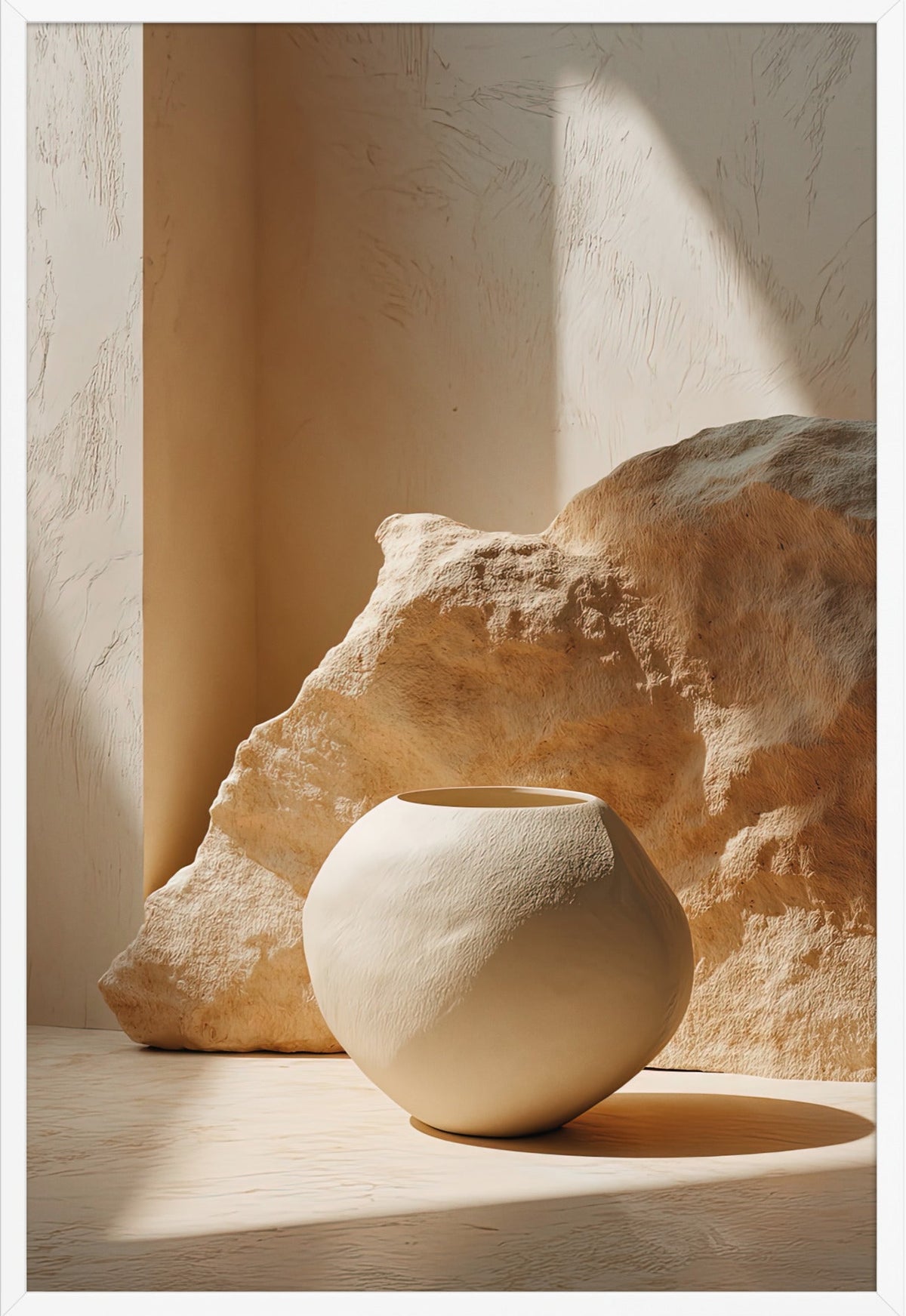 La Sfera e la Roccia — con cornice bianca, 61 × 91 cm