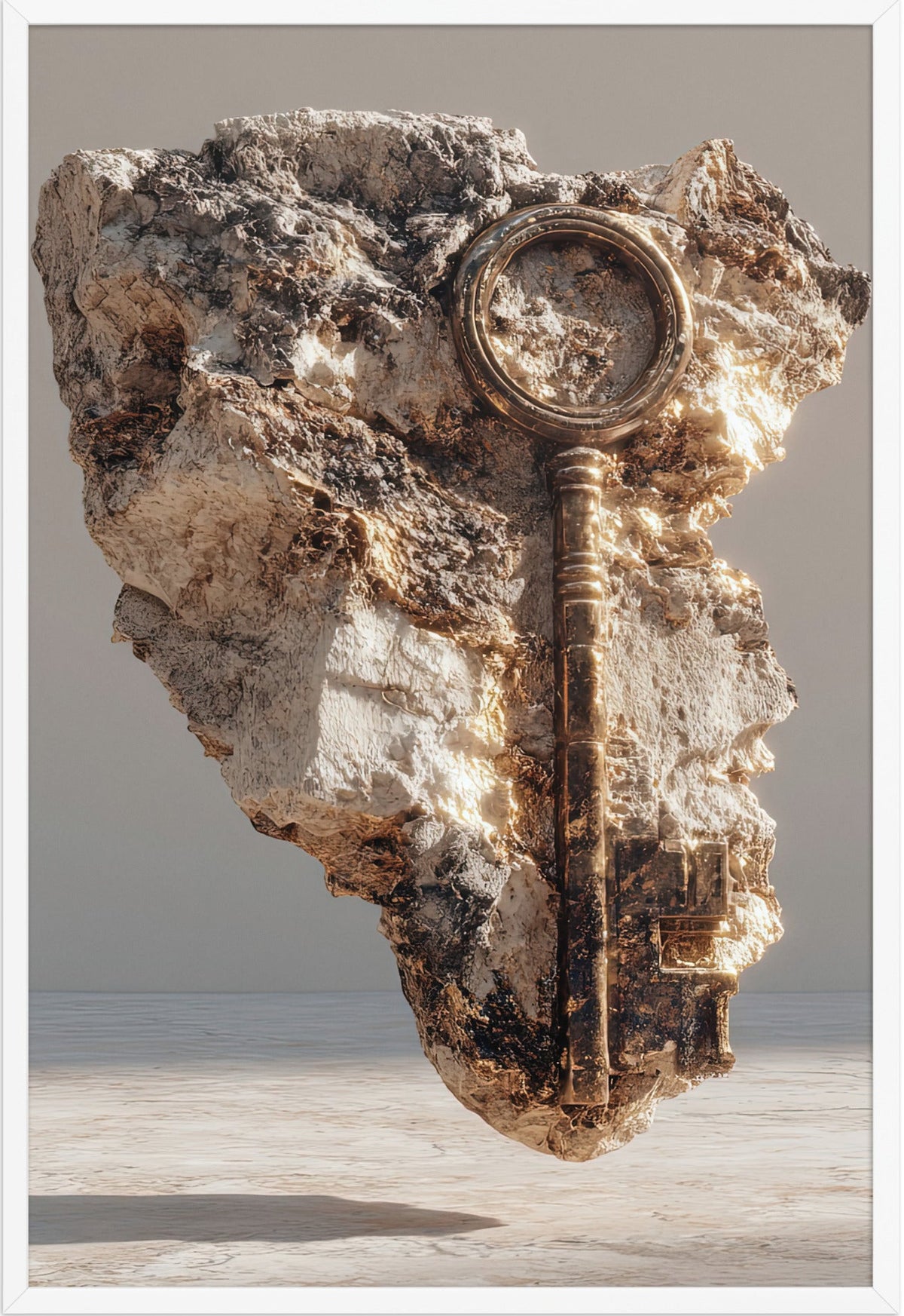 Der Versiegelte Schlüssel — gerahmt in Weiß, 61 × 91 cm