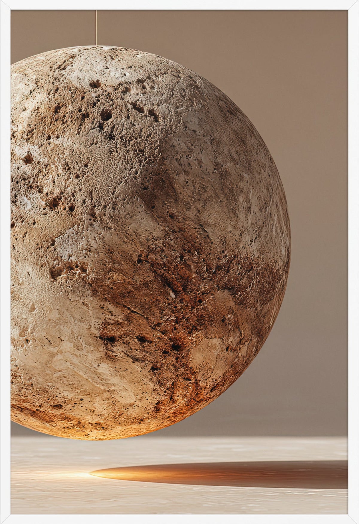 Travertinklotet — med vit ram, 61 × 91 cm
