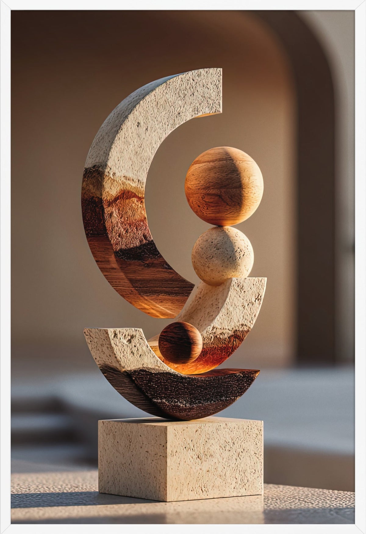 The Crescent Totem — framed in white, 61 × 91 cm