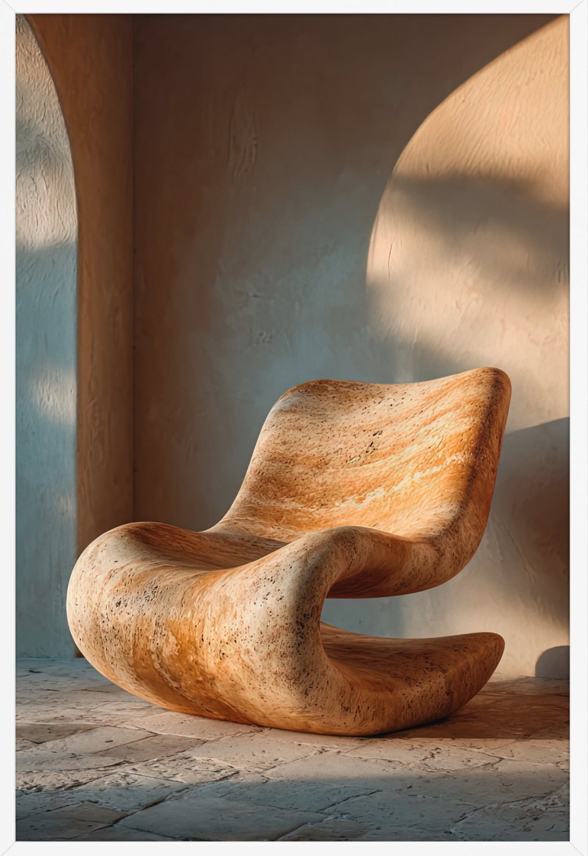 Die Liege aus Stein — gerahmt in Weiß, 61 × 91 cm