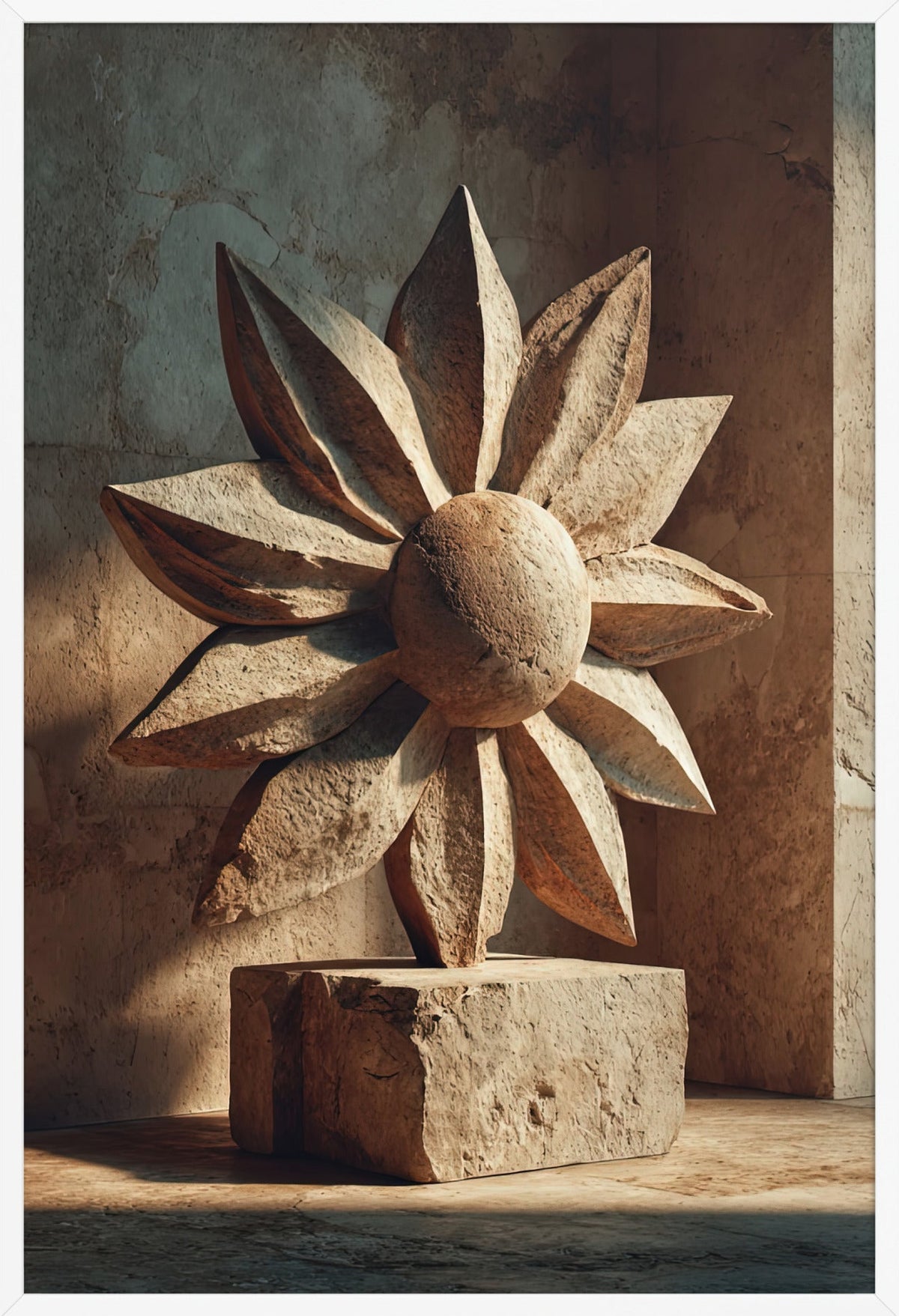 Il Sole Scolpito — con cornice bianca, 61 × 91 cm