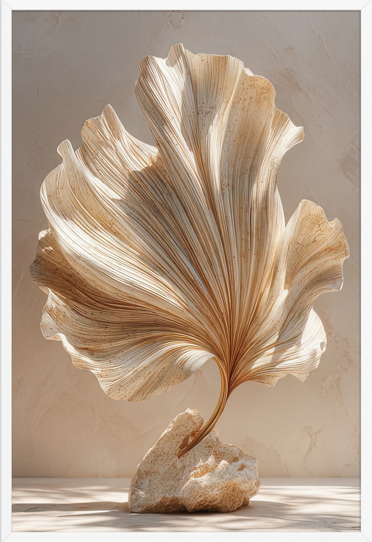Der Steinfächer — gerahmt in Weiß, 61 × 91 cm