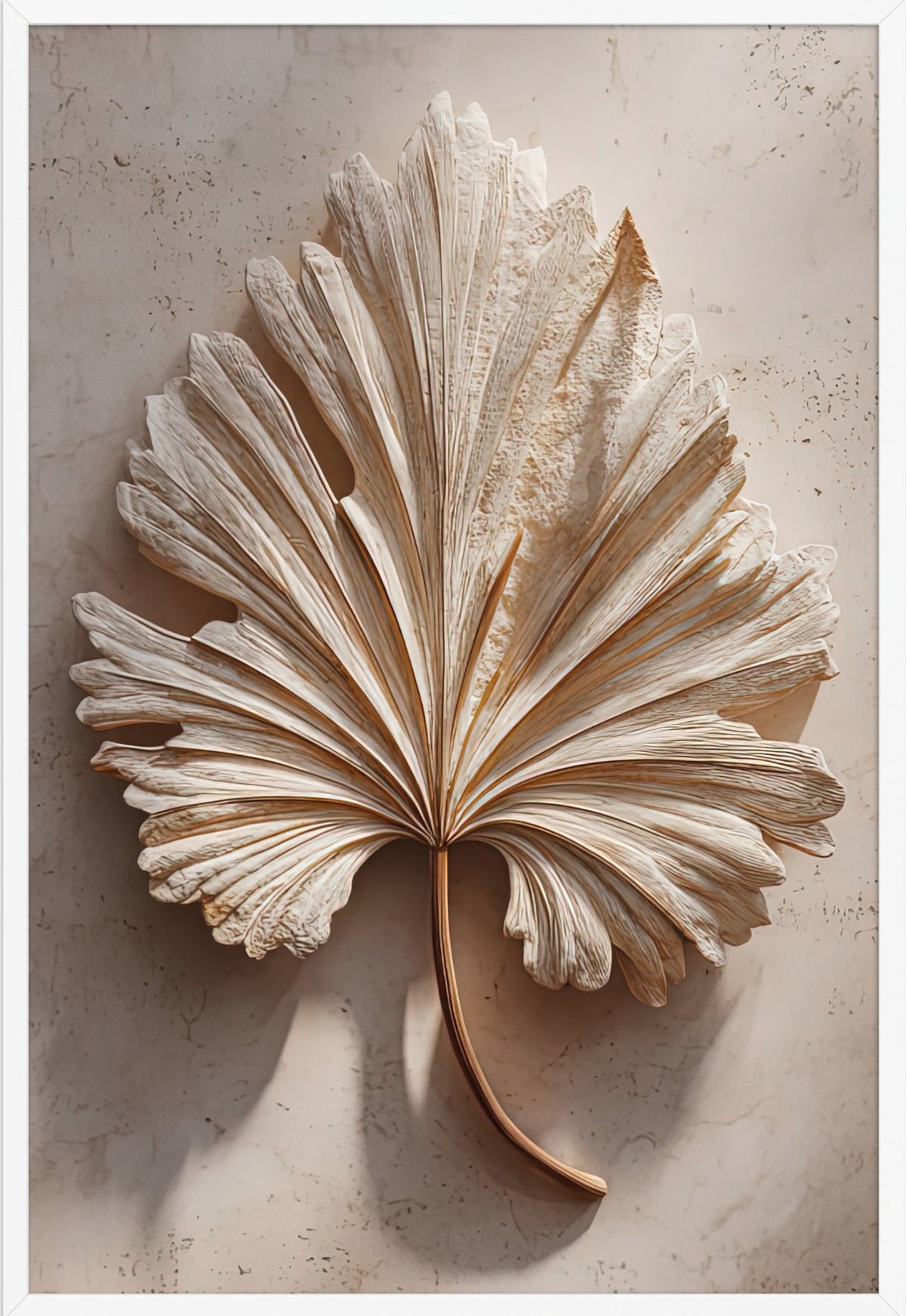 The Palm in Relief — framed in white, 61 × 91 cm