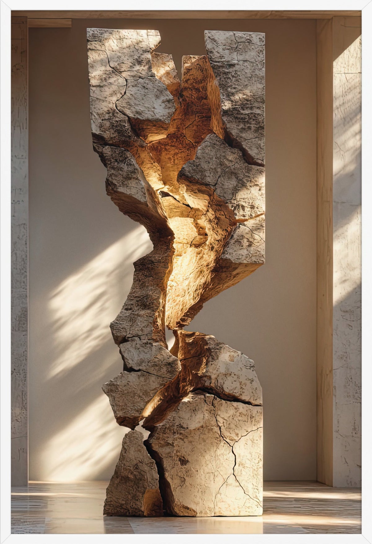 De Gescheurde Zuil — ingelijst in wit, 61 × 91 cm
